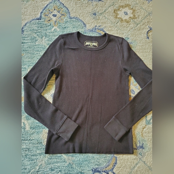 American Eagle Black and White Waffle Knit Thermal Tops S - Picture 5 of 8